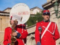 Bergamo, Italy: 22 December 2019: Fanfare `CIttÃÂ ÃÂ  dei Mille`  plays Royalty Free Stock Photo